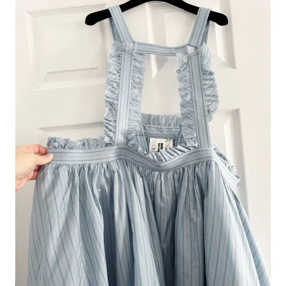 NWT Noir Kei Ninomiya Blue stripes pinafore dress, Size Large - Picture 6 of 13